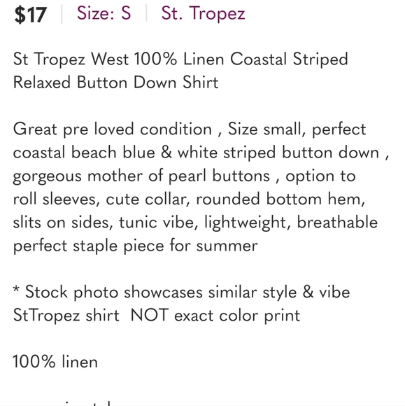 St. Tropez West 100% Linen relax shirt size Large - Picture 9 of 9